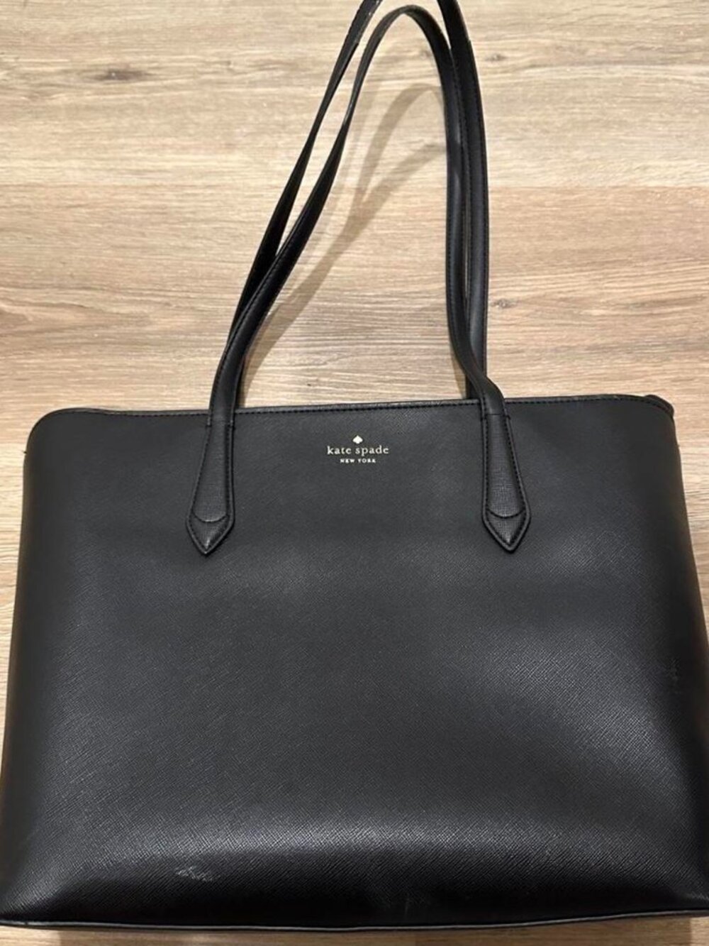 Kate Spade New York black leather work bag, fits a 13 inch Macbook pro laptop